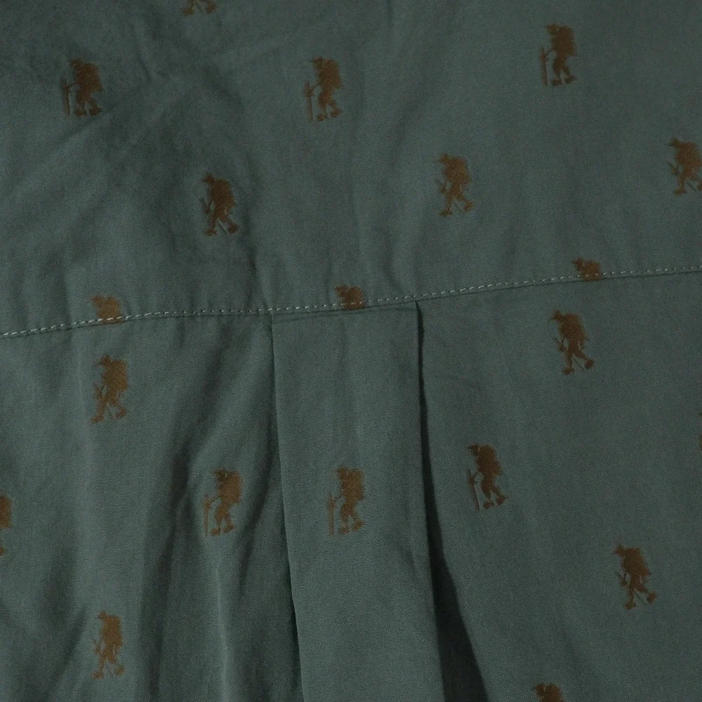 The North Face Shirt Mens Medium Green Short Sleeve Button All Over Print
